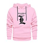 FASHION AND YOUTH Latest & Stylish Unisex Death Note Logo Anime Design Printed Hooded Hoodies | Pullover Sweatshirts for Men & Women Pink