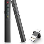 Presentation Clicker Wireless Slide Remote for Powerpoint Presentations, 2-in-1 USB C/A Rechargeable Presenter Sideshow Advancer with Volume Control/Hyperlink for MAC/Computer/Laptop Round Slim