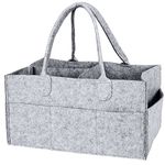 YiCoo Nappy Caddy Foldable Baby Diaper Caddy Organiser, Portable Nursery Storage Basket Bin with Changeable Compartments(Light Grey)