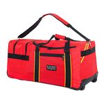 Firefighter Rescue Duffel Fireman Paramedic Medical Bags Fire Fighter Turnout Gear Travel Bag Helmet Pocket, Red, 31" Rolling Duffel, Emergency