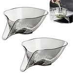 2 Pcs Multi Functional Drain Basket,Drain Basket Kitchen with Removable Strainer,Household Kitchen Sink Drain Basket Storage for Vegetables Fruit (Transparent Gray)