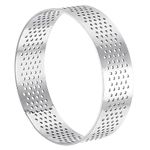 uxcell Stainless Steel Small Cake Rings, Perforated Cake Mousse Ring Kitchen Baking Heat-Resistant 2.7" Diameter, 0.8" Height,for Cake Dessert Biscuit Chocolate, Silver