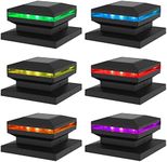 MAGGIFT 6 Pack Solar Post Lights, Outdoor RGB Color Changing Light for Fence Deck Patio, Solar Powered Caps, High Brightness Decorative Lighting, Lamp Fits 4x4, 5x5 or 6x6 Wooden Posts