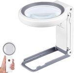 30X 10X Magnifying Glass with Light and Stand, Foldable Handheld Magnifying Glass 18 LED Illuminated Lighted Magnifier for Macular Degeneration, Seniors Reading, Close Work, Coins, Jewelry