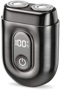Mini Electric Razor for Men, Dual Rotary Travel Shaver with Metallic Finish