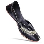 HEER Black Zari Women's Jutti, Mojari Traditional Punjabi Jutti, Ethnic Shoes Handmade Leather Punjabi Jutti, Embroidered Rajasthani Jaipuri Wedding Bridal Jutti (2)