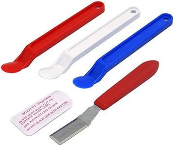 Scotty Peelers Label & Sticker Remover - 3 Plastic Red, White, Blue and 1 Metal Blade with Cover