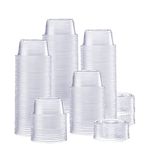 [200 Sets - 2 oz.] Disposable Portion Cups With Lids, Souffle Cups, Jello Shot Cups, Condiment Sauce Containers