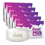 VCare Goat Milk Soap For Women & Men with Vitamin C Argan Oil for Deep Exfoliation and provides hydration | Sulfate & Paraben Free Bathing Soap Bar - 75 gms (Pack of 5)