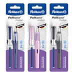 Pelikan Pelikano Structure Fountain Pen for Right-Handed Users, Nib M, 1 Ink Cartridge Included, Mix Colors