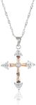 RIZILIA Faith Cross Necklace for Women - Trapezoid Round Cut CZ November Champagne - 18K White Gold Plated Birthstone Pendant, 18"+2" Chain - Gift Boxed for Her, Mother Birthday Anniversary