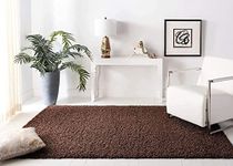 CARPET PLANET Shag Collection Moroccan Trellis Non-Shedding Living Room Bedroom Dining Room Entryway Plush 2-inch Thick Area Rug(6 X 8 FEET, Plain Brown_1)