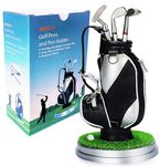 Golf Pen Holder Gifts for Men Women, Unique Birthday for Dad Boyfriend Boss Coworkers Golfers, Cool Office Gadgets Desk Decor, Mini Golf Pen Cup Holder with 3 Golf Clubs Pens Fun Stocking Stuffers