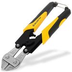 BLOSTM Mini Bolt Cutters 8" - Heavy Duty Wire Cutters Heat Treated Bolt Cutter for Maximum Durability, Chain Cutter with Ergonomic Rubber Grip Padlock Cutter, Fence Wire Cutters (Yellow)