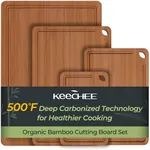 Keechee Wood Cutting Board, Carbonized Bamboo Set With Smooth Surface & Easy Storage For Busy Kitchens, Ideal Charcuterie & Chopping, Durable, Knife-Friendly (4Pcs)