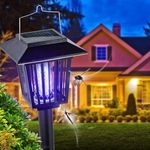 XERGY Solar Light Mosquito Killer Outdoor 2 in 1 Solar Mosquito Fly Killer Waterproof Lighting Mosquito Repellent Lamp LED Mosquito Killer Lamp for Indoor Outdoor, Black - Pack of 1