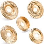 Hedume Set of 5 Wood Carving Disc for 4" or 4 1/2" Angle Grinder with 7/8" Arbor, Grinding Wheel Shaping Disc for Wood Cutting