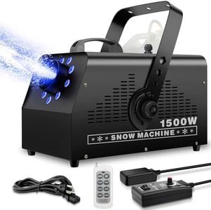 Snow Machine with 9LEDs Light for Party - YeeSite 1500W Snow Making Machine with 7 Color Lights Effect Snowflake Maker Remote Control for Wedding Kid Party Stage Event