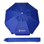 AMMSUN 6.5 Foot Heavy Duty HIGH Wind Beach Umbrella with tilt Sun Shelter, UV 50+ Protection Outdoor Sunshade Umbrella with Carry Bag for Patio Garden Beach Pool Backyard (Navy)