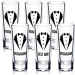 Rtteri 6 Pcs Wedding Party Favors Shot Glasses Set 1 Best Man 5 Groomsmen Shot Glasses Wedding Shot Glasses Bachelor Party Favors Groomsman Gifts Bachelor Party Decorations for Proposal Men, 2 oz