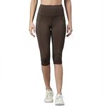 Enamor Athleisure Three Fourth Legging with Pockets with Adjustable High Waist and Reflective Graphic Used as Track Pants Yoga Pants Tights (A501_Olive Night/Reflective Graphic_XL)