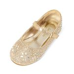 DREAM PAIRS Girl's Dress Shoes Mary Jane Rhinestone Buckle Strap Ballerina Flats ANGEL-66,Gold,Size 8 UK Child/9 US Toddler