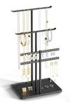 Jewelry Stand Organizer Black - 37CM Tall Sturdy Metal, 3-Tier Jewelry Holder for Necklace, Earring, Bracelet, Ring