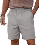RQP Men's Cotton Casual Shorts Classic-fit 7" Chino Shorts Elastic Waist Daily Wear Dress Shorts, Grey M