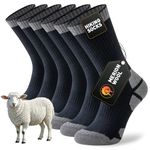 Niorasen Merino Wool Walking Socks for Men Women, Cushioned Anti Blister Performance Hiking Socks for Running, Sports, Cycling, Trekking, Work, Casual Thicked 3 Pairs