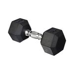 CAP Barbell 25 lb Rubber Coated Hex Dumbbell with Contoured Chrome Handle