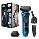 Braun Series 6 Electric Shaver for Men with Precision Trimmer & SmartCare Centre, Wet &Dry Electric Razor for Men, Cordless Foil Razor, UK 2 Pin Plug, 60-B7200cc, Blue Razor