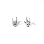 Boma Jewelry Sterling Silver Rock On Hand Horn Stud Earrings, Sterling Silver, ng