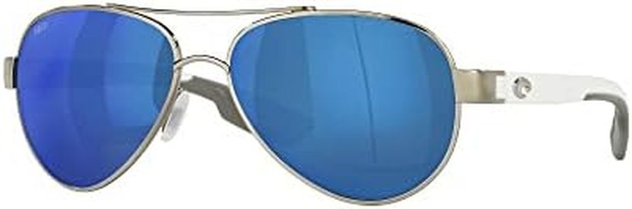Costa Del Mar Women's Loreto Aviator Sunglasses, Palladium/Grey Blue Mirrored Polarized, 56 mm
