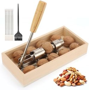 Exylixor Pecan Cracker, Nut Crackers for All Nuts, Heavy Duty Nut Cracker Tool with 1 Cleaning Brush and 5 Crab Forks for Walnut Pecan Macadamia Hazelnuts Chestnut and More