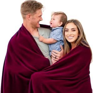 K E L O R Luxury Bamboo Wool Blanket - Thick Warm Winter Wool Blankets - Washable, Great for Traveling, Camping & Outdoors - Fine Blend of Bamboo, Wool, Silk & Spandex (Pomegranate Twist)
