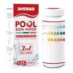 3 in 1 Hot Tub Test Strips, Pool and Spa Test Strips for Hot Tub-Accurate Pool Water Testing Kit for Chlorine, Bromine, pH, Alkalinity,125 ct