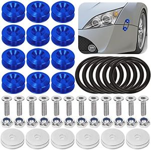 Swpeet 54Pcs - 3 Pairs Blue Quick Release Fastener Kit, Universal Aluminum Bumper Clips Quick Release Front Rear Bumper Fasteners Trunk Front Rear Bumper Fasteners Fenders Holders Kit for Car Bumper