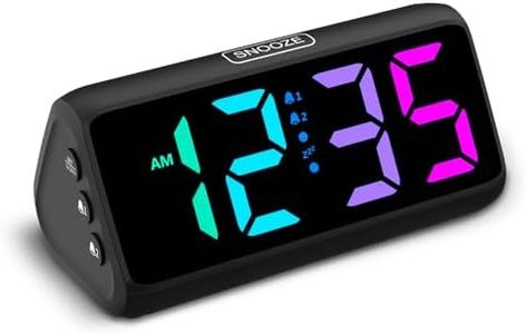 Netzu Reloj Despertador Fuerte para Personas Que Duermen pesadamente, Relojes Despertador RGB para dormitorios y niños Mayores, Reloj Digital enchufable con 5 atenuadores, 2 alarmas (Negro)