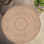 Craft Trade Round Jute Rug, Hand Wovem, Braided 90X90 CM Area Rug for Home Decorative 100% Boho Round Area Rug Carpet, Jute Area Rugs for Living Room, Kitchen, Bedroom