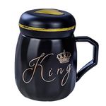 BonZeal Anniversary Gift for Husband Ceramic King Mug Tea Coffee Cup Birthday Gift for Father Pack of 1 450 ml Weding Gifts, Engagement Gift, Gift for Friends, Mugs for Coffee