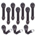 LuvLap Baby Safety Furniture Locks, Pack of 10, Adjustable and Flexible with 3M Adhesive, Safety Locks for Kids, Child Safety Locks for Drawers, Cabinets, Fridge, Cupboard (Brown)