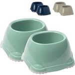 DOG CENTRE 2x 0.6L Green Spaniel Dog Puppy Bowls Non Slip Pet Food Water Dishes Set