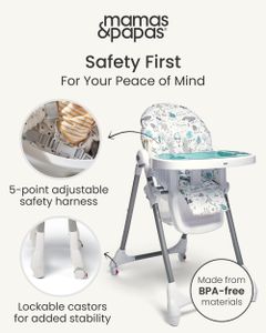 Mamas & Papas Snax Adjustable Highchair – Reclining, Foldable, Removable Tray