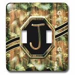 3dRose lsp_242339_2 Elegant Camouflage Monogram Letter J Faux Gold Wood Grain Image Toggle Switch