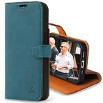 Snakehive Leather Wallet for iPhone 15 || Real Leather Wallet Phone Case || Genuine Leather with Viewing Stand & 3 Card Holder || Flip Folio Cover with Card Slot (Teal)