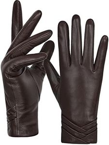 GSG SINCE 1998 Womens Genuine Leather Gloves with Wool/Faux Fur Lined Touchscreen Sheepskin Warm Winter Driving Gloves 13150, Dark Brown (Wool Lined), X-Large