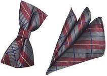 Men Burgundy Red Grey Bow Tie Set Funny Adult Stripe Boy Bowtie Dad Father Gifts