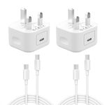 for iPhone 15 Fast Charger, [MFi Certified] 2Pack 20W PD USB C Charger Plug with 6FT USB C to C Cable for iPhone 16/15/15 Plus/15 Pro/15 Pro Max, iPad Pro/Air/Mini, USB C Charger UK Power Adapter