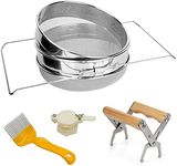 Blisstime Honey Strainer Double Sieve Stainless Steel Honey Harvesting Starter Kit | Set of 4 -Double Sieve Honey Strainer Beekeeping Supplies, Frame Holder, Honey Gate Uncapping Fork