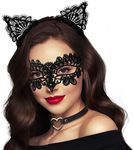 Takmor Lace Masquerade Mask for Women, Cat Mask Cat Woman Mask Costume Accessories for Women Girls for Costume Cosplay Party